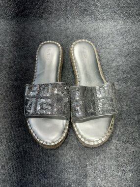 GUESS Silver Sequin Slide Mules TY0146